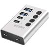 LogiLink UA0446 - Hub USB 3.2 Gen1 con 4 porte e cavo/adattatore, USB tipo A e USB tipo C, interruttore on/off, in alluminio