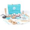 Jacootoys Medici in legno 18 pezzi Dentista Dottore Set Custodia per il trasporto Bambini finta Giochi ruolo Giocattoli per 3 + Ragazzi Ragazze
