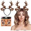 OPVYAEU Costume Renna per Bambini e Adulti - cerchietto corna da renna + adesivi viso glitterati, perfetto per Halloween, Carnevale, feste o giochi di ruolo