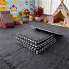 Ruioomeep 12 tappetini in schiuma di peluche a incastro, per soggiorno, camera da letto, per moquette, con bordo, morbidi, 30 x 30 x 1 cm (nero)