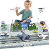 deAO Set Aeroporto Giocattolo con Torre di Controllo e 11 Veicoli, 3 Anni+ | Tappeto 56×81 cm, Aerei e Auto a Frizione, Terminal, Barriere, Segnali Stradali, Recinti, Perfetto per Compleanno, Natale