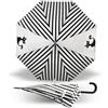 Y-DRY Romeo Ombrello Lungo Automatico, Antivento, Fusto Rinforzato 63/8/12, Copertura Ampia Diametro 112 cm, Con Portachiavi Incluso, Elegante e Resistente, Chiuso 92 cm, Peso 480 g (White/Black)