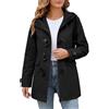 CMTOP Giacca Primaverile Donna Giubbotto Casual in Cotone Elegante Cappotto con Bottoni in Corno Leggera Utility Jacket con Cappuccio Militare Giacche Primavera Autunno(Blu Navy, S)