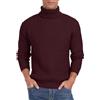 QIXING Maglione da uomo a costine a collo alto a maniche lunghe maglione casual da uomo UK, Rosso vinaccia, L