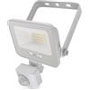 EMOS - Faretto LED in alluminio GLARO da 10 W con sensore - IP54 impermeabile per ambienti umidi ed esterni - super luminoso 1.000 lm, bianco neutro 4.000 K, durata 20.000 h - Cavo di collegamento in