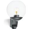 Steinel L 595 S Lampada da esterno con sensore di movimento: lampada da parete per esterni in antracite con sfera di cristallo, illuminazione per terrazza e ingresso