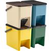 SONGMICS Cestino da Cucina Raccolta Differenziata, Set di 4 Pattumiere Impilabili 20L, Smaltimento Rifiuti, Coperchi a Pressione, Adesivi, Contenitori, Giallo, Blu, Beige e Verde LTB760Q01