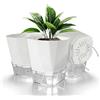 Romon Vaso Autoirrigante, Set Da 3 Vasi per Piante Da Interno in Plastica Con Finestra Del Livello Dell'acqua, Design a Doppio Strato Con Corda Di Cotone Stoppino, Per Erbe Aromatiche, Bianco ø 15.2cm