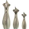 DRW Set di 3 vasi da tavolo in ceramica in argento, 14 x 11 x 48 cm, 12 x 9 x 38 cm e 9 x 8 x 28 cm