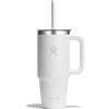 Hydro Flask - Travel Tumbler 710 ml (24 oz) with Clear Press-In Straw Lid - Acciaio Inox - Isolamento a Doppia Parete Sottovuoto - Resistente agli Schizzi - White