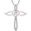 FJ Collana Lettera F Argento 925 Donna Collana con Ciondolo Angelo Custode Collana Iniziale Alfabeto con Zirconia Cubica Gioielli Regalo per Donna