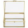 SUMNACON Scatola Rettangolare Vintage Con Coperchio in Vetro Dorato - Organizer per Gioielli, Anelli, Bracciali - Decorazione per la Casa in Vetro Trasparente