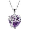FJ Collana Albero della Vita per Donna Argento Sterling 925 Ciondolo Cuore Collana Ametista Gioielli Pietre Portafortuna Febbraio per Donna