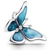 The Charmery Ciondolo a forma di farfalla blu, in argento 925, compatibile con ciondoli Pandora, Trollbeads, Chamilia, Biagi e molti altri braccialetti con ciondoli del Regno Unito.