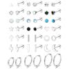 JeweBella 21 Paia Orecchini Acciaio Chirurgico - Set Cartilagine Helix Zirconia Stella Luna Opale Piercing Ipoallergenico Cerchio Argento