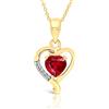 Planetys - Collana con Pendente Cuore da Donna in Oro Giallo 9K (375/1000) con Rubino naturale - Lunghezza 42-45 cm