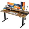 Agilestic Scrivania regolabile in altezza con 2 cassetti, 160 x 60 cm Scrivania stabile regolabile in altezza elettricamente, scrivania ergonomica sit-stand, scrivania per computer, marrone