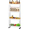 Homshsjhkis Carrello Cucina Salvaspazio, Carrello Carrellino Slim Stretto, Carrello Scorrevole in Plastica, Carrellino con Ruote Portatutto 4 Livelli, Porta Detersivi per Spazio Piccolo, Bagno, Bianco