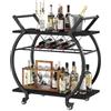 LVB Carrello Portabevande Nero, Carrello Bar con Ruote in Legno/Metallo, Mobile per Vino e Bevande, Ripiano inclusi, Ideale per Cucina o Sala da Pranzo