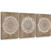 SUMGAR Mandala Wall Art Boho Coffee Pictures Stampe d'arte bohemien marroni floreale per decorativo stampa su tela fiore per camera da letto Bagno Soggiorno 30x40cm 3 pezzi