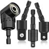 Bates Choice Bates - Set di adattatori per bussole a percussione, set di estensione flessibile per punte da trapano con attacco ad angolo retto, 1 adattatore per trapano ad angolo retto di 105° e 3 adattatori per
