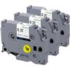 Msudoku 3x Msudoku Tze-221 9mm 0.35 Bianco Laminato Compatibile per L'etichettatrice Brother P Touch TZe221 TZ-221 Nastro per Etichette per PT D200 D210 Cube, Nero su Bianco, 3/8 Pollici x 26.2 Piedi