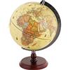Exerz 25cm Mappamondo Antico - Mappa Inglese - Base In Legno - Globo Decorazione/Educazione/Geografica - Mappa Morden Con Colore Antico - Diametro 25cm