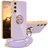 XCYYOO Cover per Samsung Galaxy A56 5G con Cordino, Custodia A56 5G Samsung con Tracolla, Case Antiurto 360°Metallo Ring Kickstand Litetettiva Auto,Cover per Samsung Galaxy A56 5G con cord - Viola