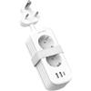 JSVER Adattatore da viaggio per il Sudafrica, Presa 5 in 1 (1 USB C e 2 USB A) con cavo di Prolunga Retrattile da 1,5 m e 2 Spine Dall'Italia a Sudafrica, Lesotho, Mozambico, Botswana(Bianco)