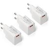 Raeisusp 【3 Pacchi】Quick Charge 3.0, Ricarica rapida 18 W. Adattatore di alimentazione USB Presa a muro per Caricabatterie wireless QI da 10 W, iPad Pro, tablet, iPhone, Samsung Galaxy, LG, HTC
