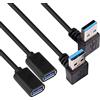 S SIENOC Cavo di prolunga per angolo di 90 ° USB 3.0 da 100 cm 1 m USB 3.0 verso il basso + verso l'alto (da maschio a femmina)