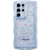 miyonsin Custodia per Galaxy A32 4G, Graziosa Custodia a Forma di Onde Ricce, Glitter Trasparente Custodia Protettiva per Ragazze e Donne, TPU Antishock Cover per Galaxy A32 4G, Blu-1