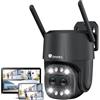 Ctronics Zoom Ibrido 6X Videocamera Wi-Fi Esterno con Doppio Obiettivo, Tracciamento Zoom Automatico Sorveglianza, Rilevamento Umano Visione Notturna a Colori Audio Bidirezionale IP66 (Nero)