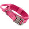 Huntvp Collare Tattico per Cani Regolabile con Maniglia di Comando, Collare Militare in Nylon con Fibbia in Metallo per Cani di Taglia Media e Grande, Addestramento, Alla Caccia, All'aperto, Rosa-M