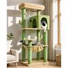 Globlazer Tiragraffi per Gatti Verde Cactus 137 cm con maxi Amaca 45*40cm, Grande Grotte, Piattaforma Imbottiti, Facile da Montare Albero Tiragraffi per Gatti Riposare Giocare Grattarsi (F53, Verde)