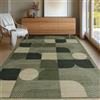 Calinline Tappeto per soggiorno, moderno motivo astratto tappeto per soggiorno, verde, 80 x 150 cm, a pelo corto, per soggiorno, lavabile, grande tappeto di lana per camera da letto, ufficio, sala da
