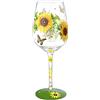 NymphFable Bicchieri Vino Dipinto a Mano Girasole Farfalla Calici Vino 15oz Regalo per Famiglia e Amico