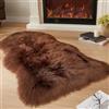 JXLOULAN Tappeto Morbido in Finta Pelle di Pecora Marrone Scuro 75x120 cm, Tappeto Soffice Lavabile in Lavatrice per Camera da Letto, Camera dei Bambini, Soggiorno, Decorazione per Cameretta