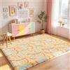 Enyhom Tappeto Salotto Peloso, Morbido Tappeto Cameretta Bambina Antiscivolo Tappeti Camera da Letto - Motivo Arcobaleno - Tappeto Camera Bambini Lavabile(Arancione, 120 x 160 cm)