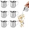 SIYINGSAERY 6 Pz Mini Brocche per Latte in Acciaio Inox da 90 ML,Bricco per Cappuccino Piccolo,Mini Lattiera Bricco Latte con Manico,Brocca da Portata per Latte,Succo,Caffè,Salsa