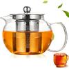 GBKDQQ Teiera in vetro da 1300ml, in vetro borosilicato resistente al calore con filtro rimovibile e coperchio, adatta per piano cottura, bollitore per tè, teiera in vetro, caraffa in vetro per tè, tè alle