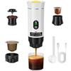 GJCrafts Macchina da caffè portatile, 3 in 1 a batteria macchina per caffè espresso, compatibile con capsula e caffè macinato, gadget per camper e regali da campeggio (bianco)
