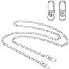 sourcing map Tracolla piatta da 110 cm, argento/oro, tracolla in metallo, cinghia di ricambio per borsa, con 2 moschettoni in metallo girevoli, stile 1, per borse a tracolla