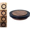 EVI Herrajes | Fermaporta in Legno | Legno di Noce con Gomma Nera | Ø47x16mm | Installazione Adesiva | Ottimo per il parquet | Mod.20345X12