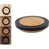EVI Herrajes | Fermaporta in Legno | Legno di Quercia con Gomma Nera | Ø47x16mm | Installazione Adesiva | Ottimo per il parquet | Mod.20345X12