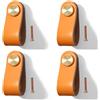 Yuaaoh Pomelli per Mobili in Pelle 4 Pezzi Pomelli Cuoio per Cassetti Maniglia per Armadio in Cuoio Maniglie per Mobili da Cucina Cuoio Maniglie con Viti, Foro Singolo (Arancione chiaro)
