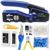 NEWFUN Pinza Crimpatrice RJ45, Crimpatrice RJ45, pinza rj45, Tester di Rete, Spelafili, Installazione di Reti Professionali, Set di Strumenti di Crimpatura Cat5 Cat5e Cat6, 20 Spine RJ45