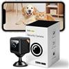 KinZon Mini Telecamera di Sicurezza 4K, Grandangolo 140°, Scheda SD 256GB e Archiviazione Cloud, Rilevamento del Movimento, Visione Notturna, Monitor per Casa Ufficio Bambino Animale Domestico