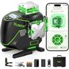 Huepar S04CG 16 Linee Livello Laser Autolivellante 4 X 360 ° Laser a Linee Incrociate con Schermo LCD, Strumento Laser per Pavimenti Piastrellati con Raggio Verde 4D Bluetooth