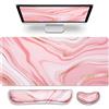 Gimars 3 in 1 Tappetino Mouse XXL e Tappetino Mouse Tastiera Poggiapolsi, 800x305mm Tappetino Scrivania Grande, Mouse Pad Ergonomico Poggia Polsi per Gaming Gamer Ufficio PC Computer, Rosa Dorato